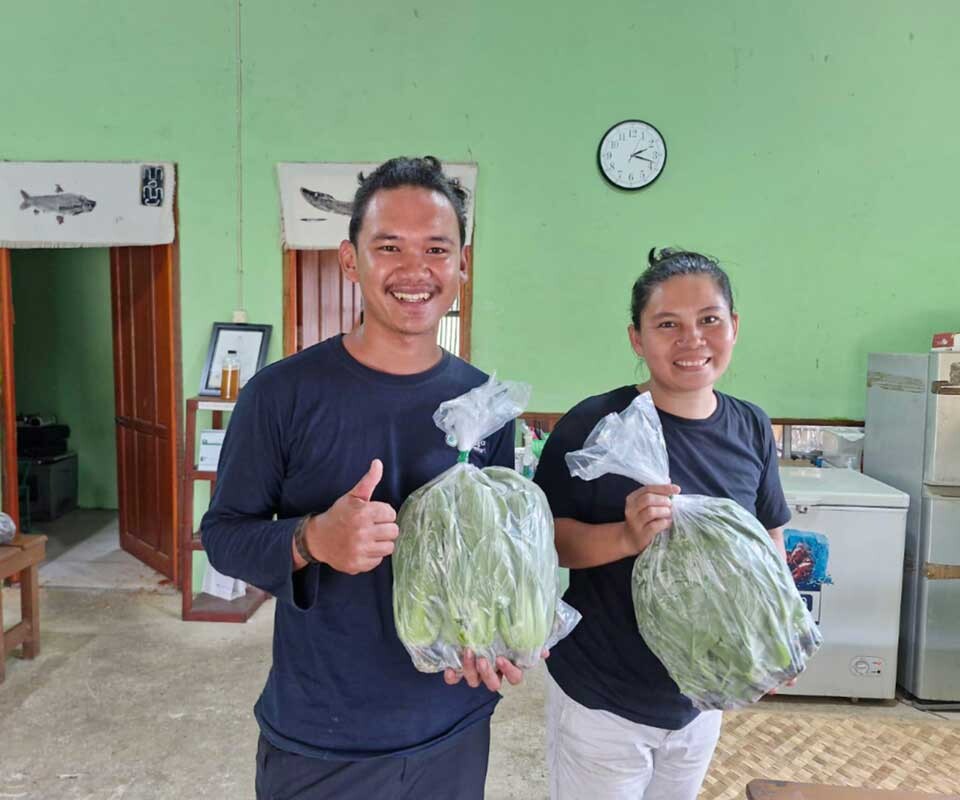 Sale of hydroponic vegetables produced at the Bentarum hydroponic demonstration plot